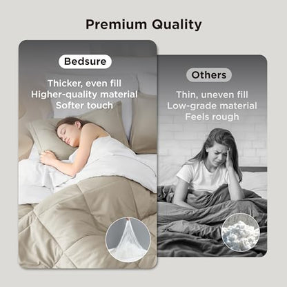 Bedsure Bed in a Bag King Reversible Bed Set 7 Pieces Beige/White
