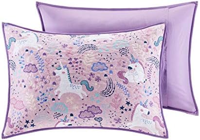 Intelligent Design Kids Cotton Unicorn Printed Pink Queen Quilt Set, 5pc