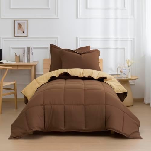 HIG 3pc Chocolate Twin/Twin XL Bedding Comforter Set Duvet Insert Blanket