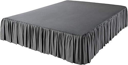 Mattress-Homes Ruffled Bed Skirt Split Corners with Platform, Tailored Fit Wrinkle Free Ultra-Soft Microfiber Dust Ruffle, Upto 14" Drop, Queen, Dark Grey