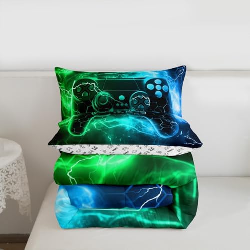 Feelyou Kids Boys Green Gamer Bedding Set Twin Size