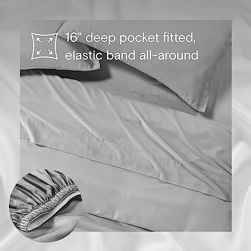Sijo AiryWeight Tencel Sheet Set, 100% Lyocell Derived from Eucalyptus, Buttery Soft, Architectural Digest Best Cooling Sheets Winner - 4pc - 2 Pillowcases 1 Fitted 1 Top (Dove, Cal King)