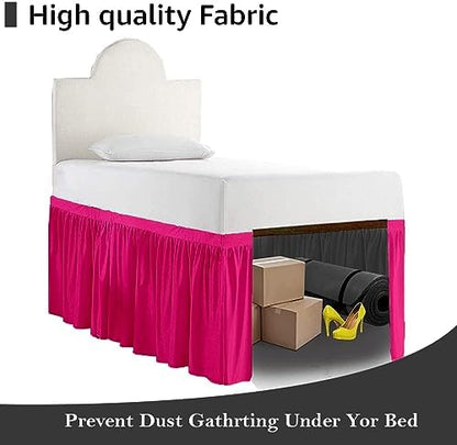 Twin XL 32" Inch Drop Long Dorm Bed Skirt, Ruffled Pattern College Dorm Room Bed Skirts, Split Corner, Easy Care, No Wrinkle Cotton Microfiber Bed Skirt
