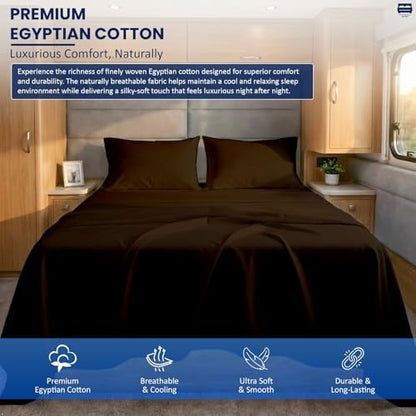 Cottingon 4 PC Cal King Sheets Fits 16" Deep, Egyptian Cotton, Chocolate