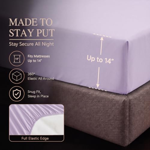 CozyLux Full Size Comforter Sets Lavender, 7 Pieces Pintuck Bed in a Bag