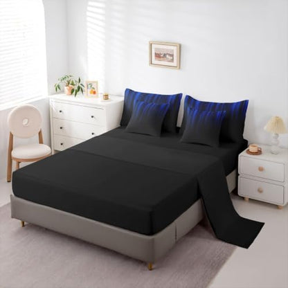 Feelyou Neon Blue Comforter Set with Sheets 7 Piece Full Size