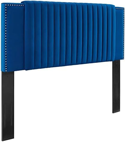 Modway MOD-6662-NAV Felicity Channel Tufted Performance Velvet Full/Queen Headboard, Navy