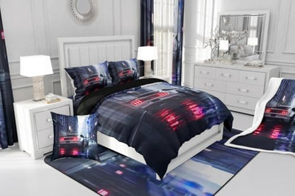 Erosebridal Kids Boys Sports Car Comforter Set Toddler White Race Car Bedding Extreme Sport Duvet Insert with 1 Pillowcase Boys Room Decor Cool Cars Toddler Comforter for Teen,Soft Microfiber