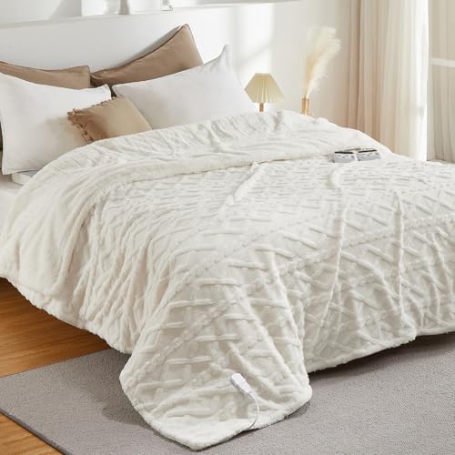 CAROMIO Electric Blanket Cal King Size, Heated Blanket Thick Tufted Sherpa