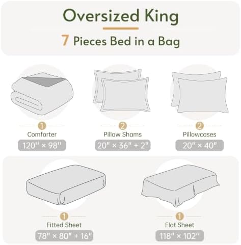 Oversized King Comforter Set, White Bed in a Bag, Bedding Set with sheets