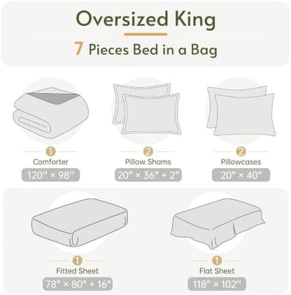 Oversized King Comforter Set, White Bed in a Bag, Bedding Set with sheets