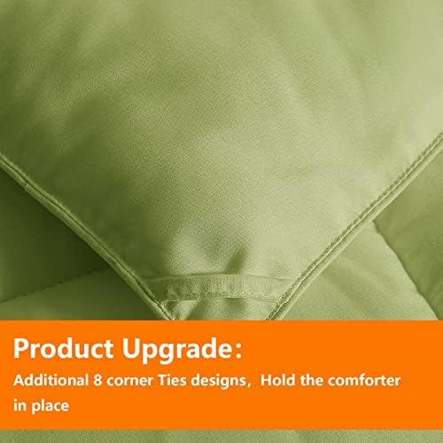 TAIMIT Sage Green Full Size Comforter Set - 7 Pieces, Bed in a Bag Bedding Sets with All Season Soft Quilted Warm Fluffy Reversible Comforter,Flat Sheet,Fitted Sheet,2 Pillow Shams,2 Pillowcases