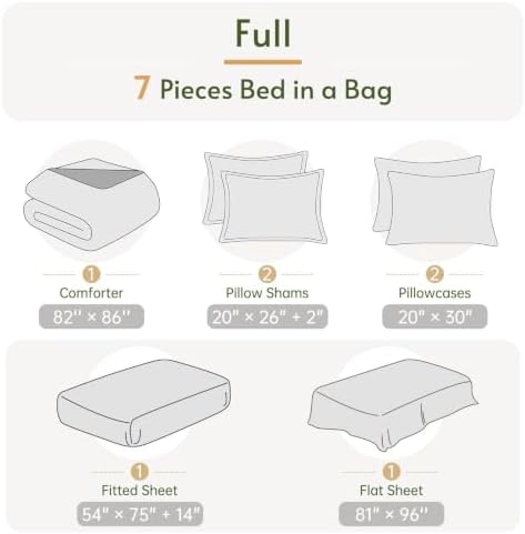 Full Comforter Set with Sheets - 7 Pieces Bed in a Bag Blue Bedding Sets