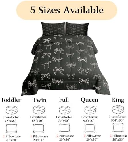 jejeloiu Bow Kids Comforter Set Toddler Size Bowknot Bedding Set Butterfly Bowknot Duvet Quilt for Kids Boys Girls Bedroom Bow-tie Decor Microfiber Ultra Soft Breathable