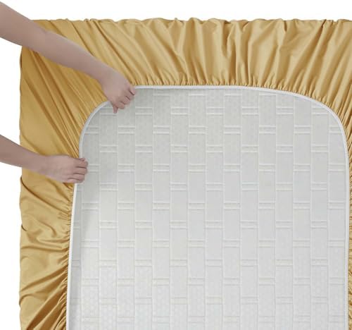 Clara Clark Full Sheets, 6 Piece Set - Hotel Luxury Bed Sheets, Super Soft Bedding Set, Full Size, Camel Gold