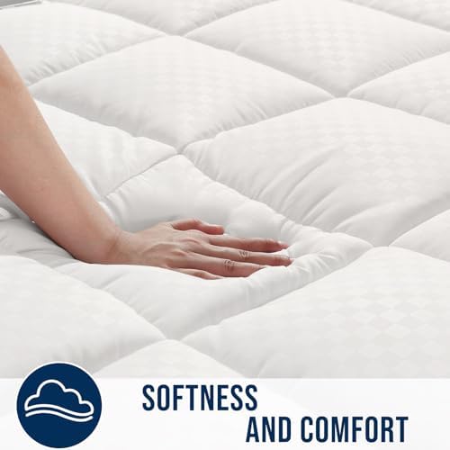 OLANLY Twin Quilted Fitted Mattress Pad, Down Alternative Fill, Off White