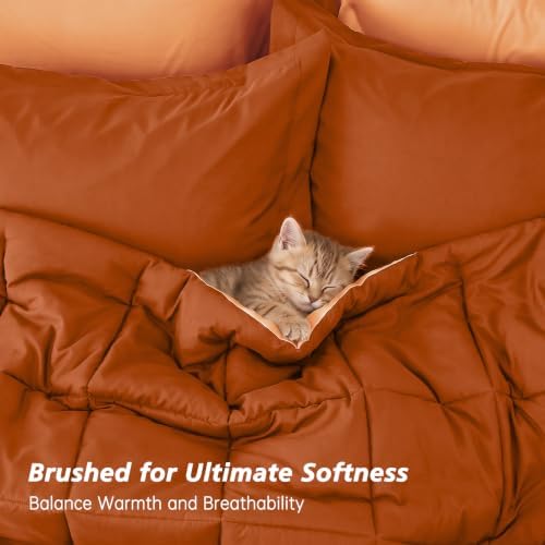 Oversized Queen Comforter Set, Orange Bed in a Bag, Bedding Set with sheets
