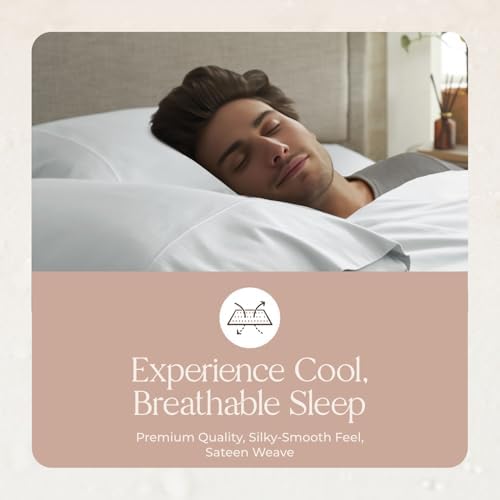 100% Organic Cotton Pillow Cases Queen Size Set of 2-100% Cotton Pillowcases GOTS Certified 300 Thread Count - Naturally Cooling Comfortable Breathable & Soft Pillow Cases (Shore, Queen)