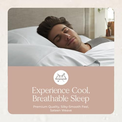 100% Organic Cotton Pillow Cases Queen Size Set of 2-100% Cotton Pillowcases GOTS Certified 300 Thread Count - Naturally Cooling Comfortable Breathable & Soft Pillow Cases (Shore, Queen)