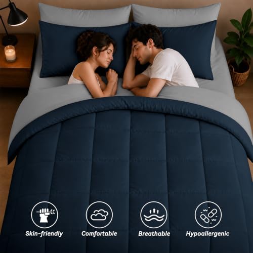 Anluoer Queen Comforter Set 7 Piece, Soft Bed in a Bag Queen Bedding Sets