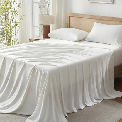 Andency Ivory Queen Sheets Set 100% Viscose Derived from Bamboo