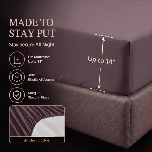 CozyLux Queen Comforter Set Cocoa Powder, 7 Pieces Pintuck Bed in a Bag