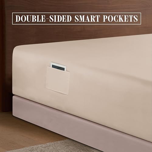 Elegant Comfort 1500 Premium Hotel Quality 18-24 Inches Deep - Extra Deep Pocket Single Fitted Sheet for High Mattress, Luxury and Softest, Smart Pocket - Wrinkle Free, Twin/Twin XL, Cream
