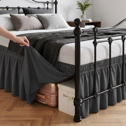 RIMELA Bed Skirt with Split Corners, Queen, 15 Inch Drop, Grey