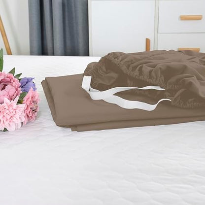 Elegant Comfort 1500 Premium Hotel Quality 18-21 Inches Deep - Extra Deep Pocket Single Fitted Sheet for High Mattress, Luxury and Softest, Smart Pocket - Wrinkle Free, Full, Taupe