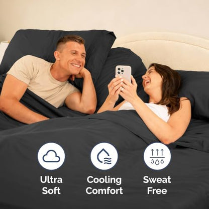 Flex Top Split Head King 4 Piece Sheet Set - Ultra-Soft, Breathable - Black