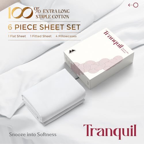 Mayfair Linen Egyptian Cotton Sheets King Size - Luxury 800 Series High Thread Count King Sheets (6 PC, Ivory), Soft Cooling 16" Deep Pocket Hotel Quality Bed Sheet Set - Tranquil Collection
