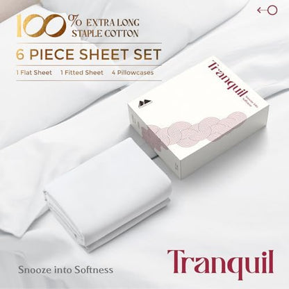 Mayfair Linen Egyptian Cotton Sheets King Size - Luxury 800 Series High Thread Count King Sheets (6 PC, Ivory), Soft Cooling 16" Deep Pocket Hotel Quality Bed Sheet Set - Tranquil Collection
