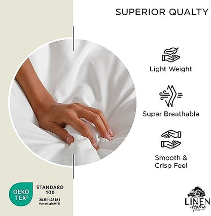 Linen Home 100% Cotton Percale Twin Size Fitted Sheet only, Cream