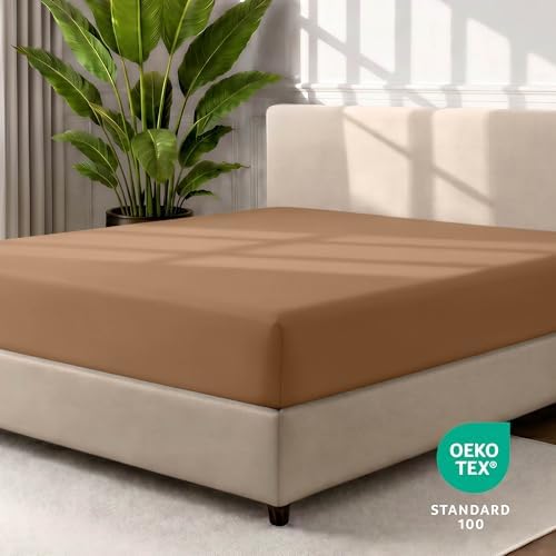 Bare Home Full Fitted Sheet - 1800 Ultra-Soft (Full, Caramel)