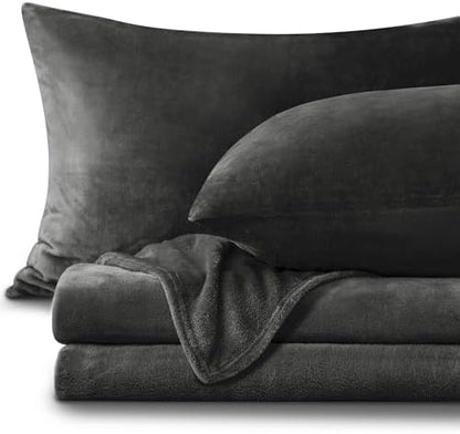BEDELITE Flannel Sheets Full Size, Dark Gray, 4 Pieces