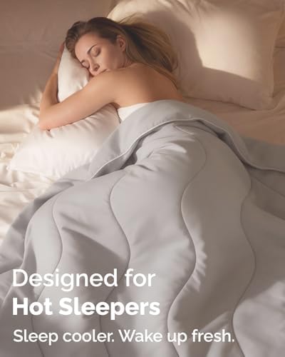 Cooling Comforter Queen Size - Cooling Summer Blanket - 90x90 (Light Grey)