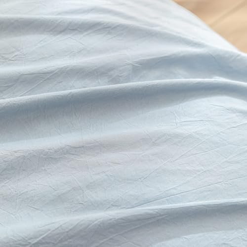 BESTOUCH Cotton Solid Duvet Cover Set Cornflower Blue Alaska King