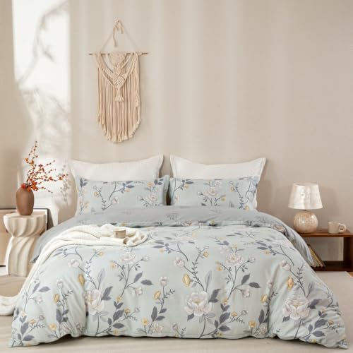 OAITE Full Duvet Cover Set 3pcs 100% Cotton Vintage Peony Floral