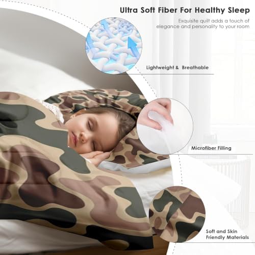 Pamnest Full Comforter Set, 3 Pieces Camo Army Bedding, All Season