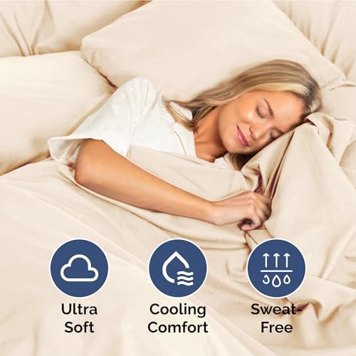 Full Size 4 Piece Sheet Set - Ultra Soft & Cooling Bed Sheets - Cream Pink