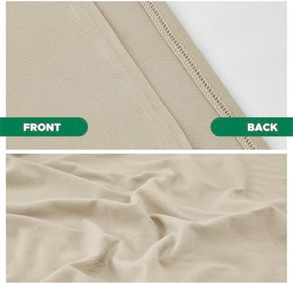 Box Spring Cover Queen Size-Light Camel Stretch Wrap 4 Sided Bed Skirt