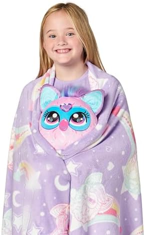 Northwest Furby Starry Rainbows Hugger Pillow & Silk Touch Throw Blanket Set, Stuffed Animal, 50x60 inches and 11 inch Plushie