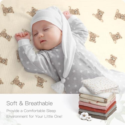 Organic Crib Sheets Fitted Crib Mattress Sheet 2 Pack 52x28 Inches 100% Muslin Cotton for Baby Girls & Boys, Soft Boho Neutral Toddler Bed Sheets Fits Well Standard Size Crib Mattress 28x52 Inches