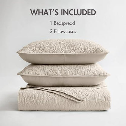 Madison Park King Quilt Bedding Set, Cottage-Inspired Damask, 3PC