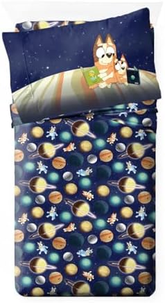 Jay Franco Kids Comforter Set Includes Sheets and Pillow Covers - Soft and Cozy Bed Set for Stylish Room Decor, Blue - Bluey & Bingo, 4 Piece Toddler
