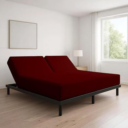 1 PC Top Split Queen Fitted Sheet for Adjustable beds, 34" Split, Burgundy
