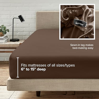 Bare Home Full Fitted Sheet - 1800 Ultra-Soft (Full, Cocoa)