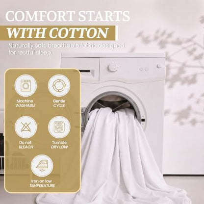 Full XL 100% Cotton Jersey Knit Sheet Set, 4PC, 15" Deep Pocket, White