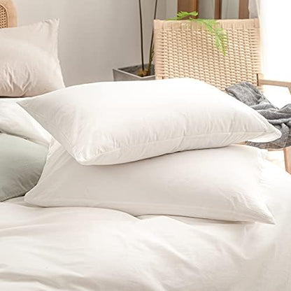 BESTOUCH Cotton Solid Duvet Cover Set Linen Feel Off White Super Queen