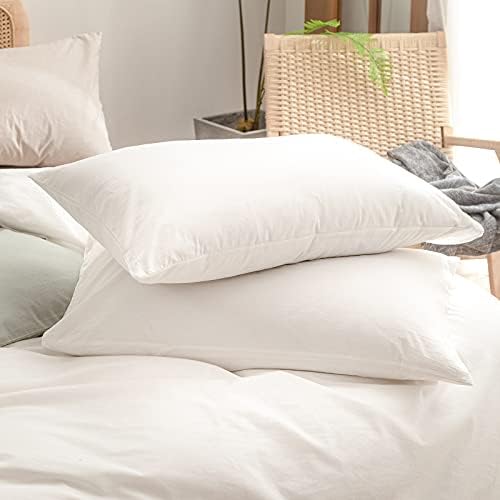 BESTOUCH Cotton Solid Duvet Cover Set Linen Feel Off White Super King